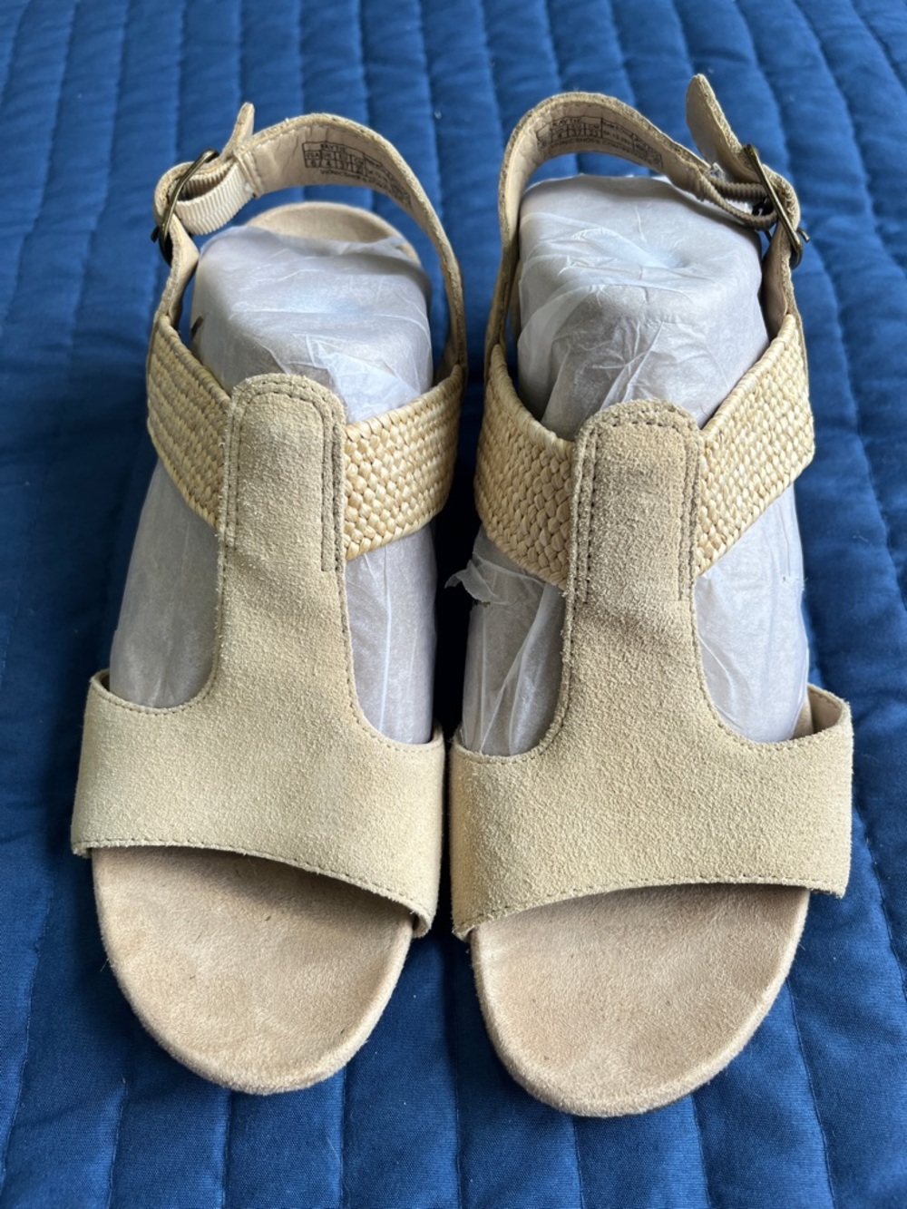 Vionic Beige Suede T-Strap Sandals